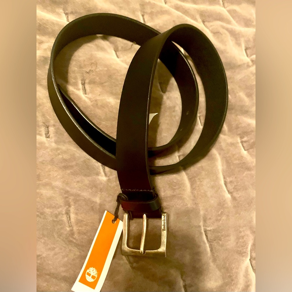 Timberland black leather belt, never worn with tags